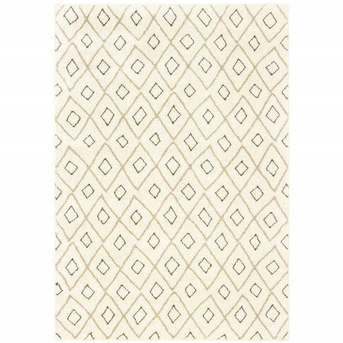 10' x 13' Geometric Power Loom Stain Resistant Area Rug - Sand Ash Gray And Ivory