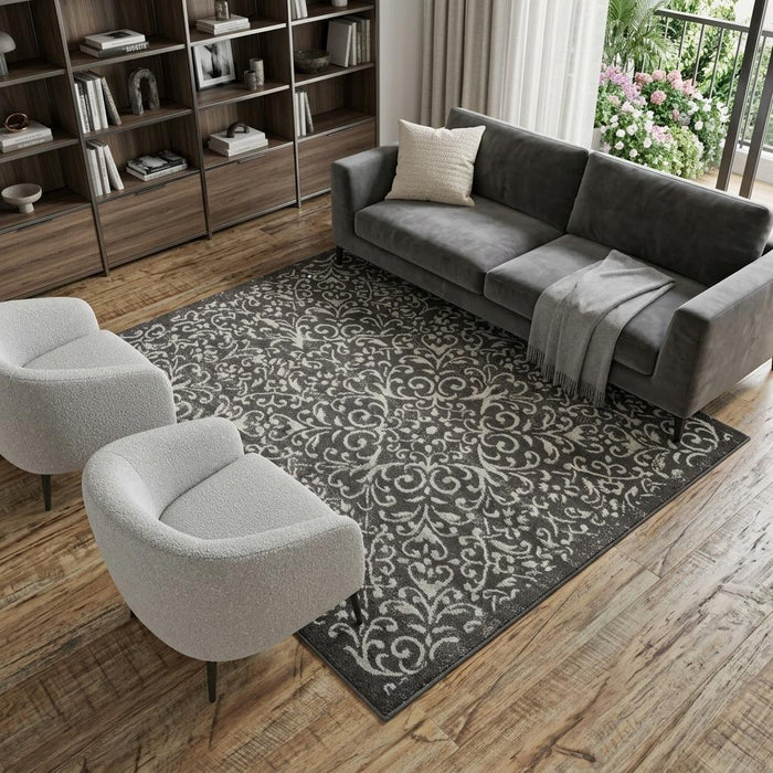 10' X 13' Geometric Area Rug (744429) - Gray / Ivory