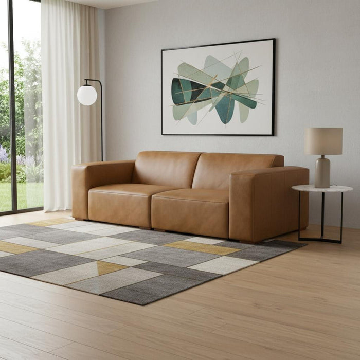 88" Leather Modular Sofa - Brown