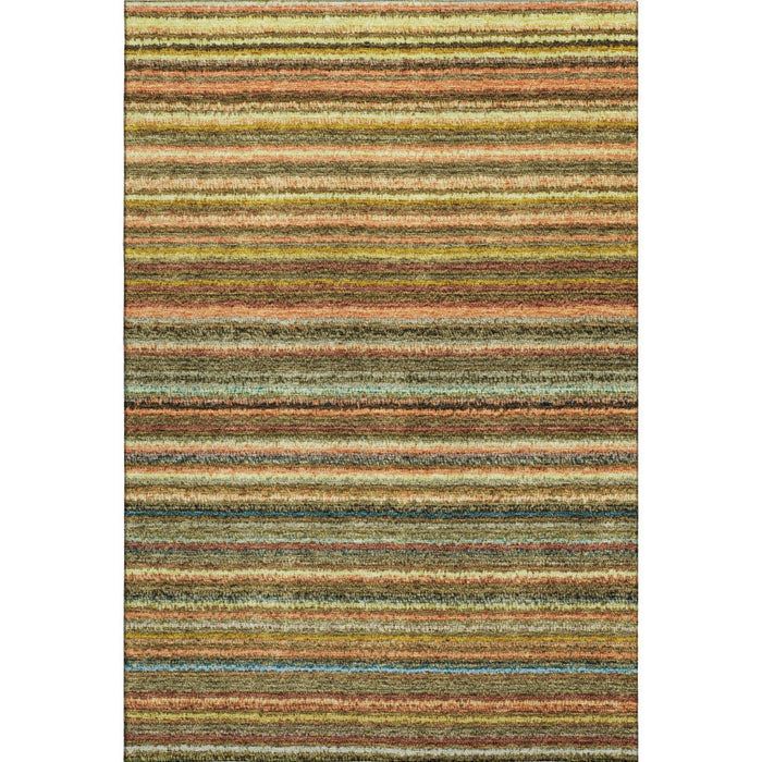 10' X 14' Striped Washable Area Rug With UV Protection (650788) - Coral / Green / Blue