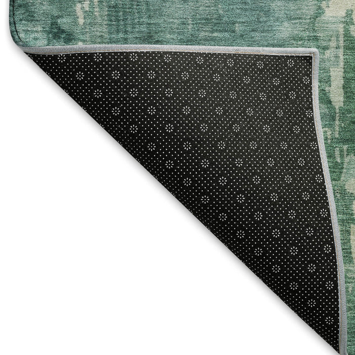 10' X 14' Abstract Washable Area Rug With UV Protection (692565) - Emerald / Denim Blue