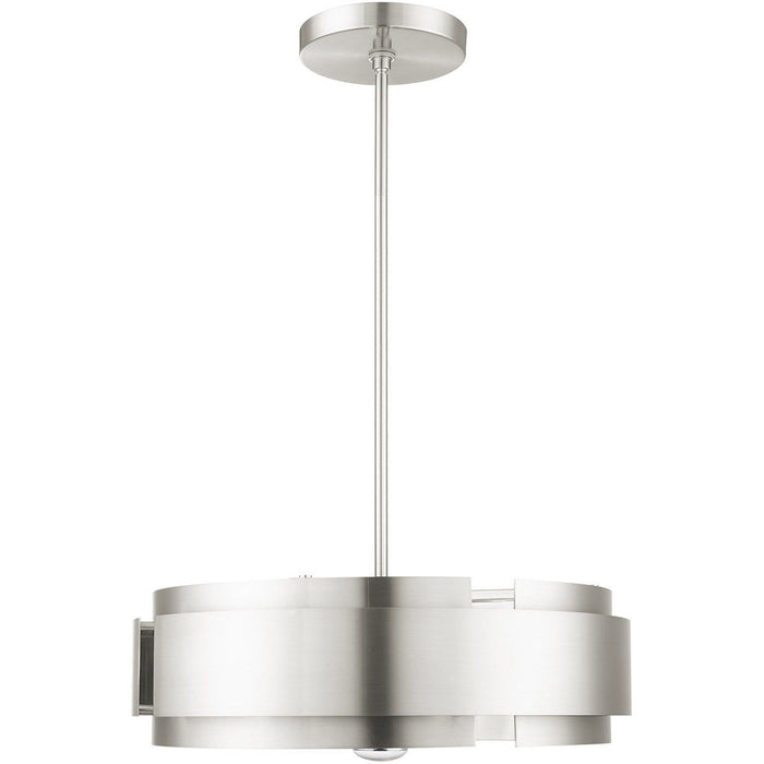 16" Five Light Dimmable Chandelier With Shades - Nickel