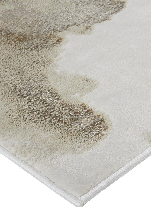9' x 12' Abstract Polyester Area Rug - Ivory Tan And Gray