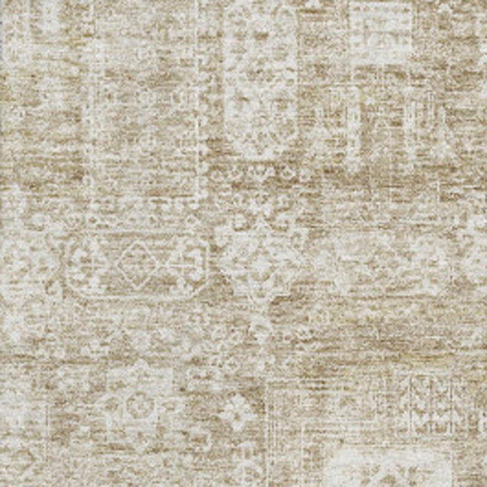 8' X 10' Floral Washable Area Rug Polyester With UV Protection - Beige / Ivory