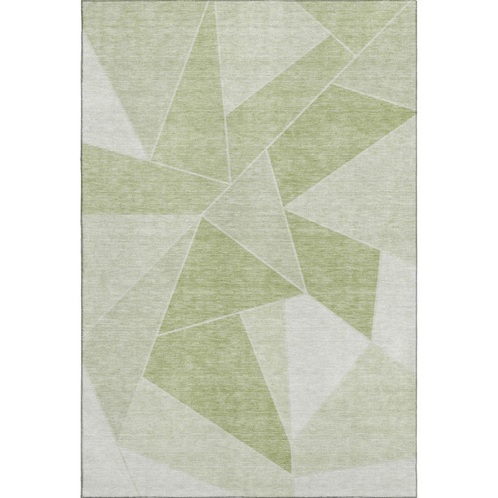 8' X 10' Geometric Washable Area Rug With UV Protection (653276) - Artichoke Green / Ivory
