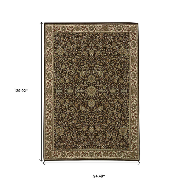 8' X 11' Oriental Area Rug - Brown / Ivory