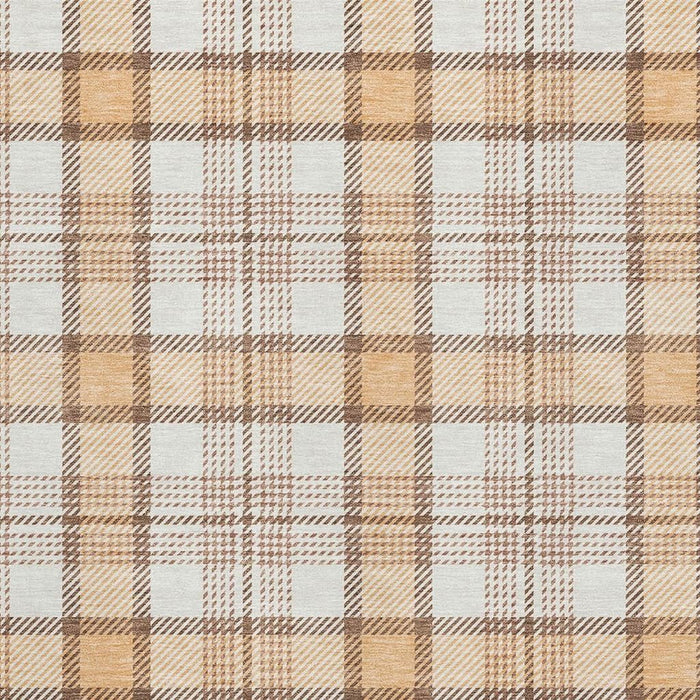10' X 14' Plaid Washable Area Rug With UV Protection (682499) - Peach / Ivory / Brown