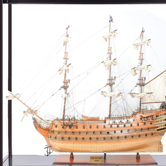 HMS Victory Boat Tabletop Sculpture With Case - Black / Light Brown