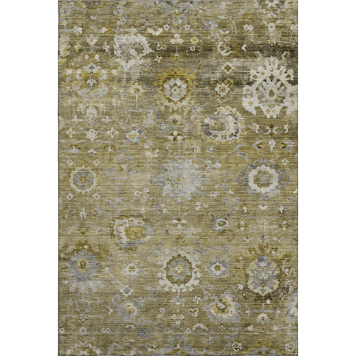10' X 14' Floral Washable Area Rug With UV Protection (684462) - Brown / Gray / Gold
