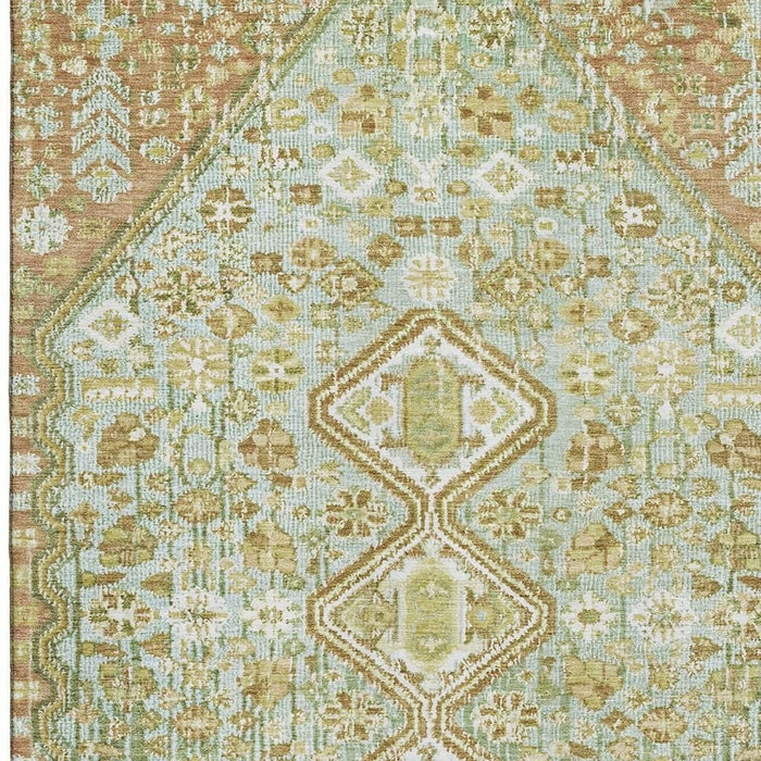 10' X 14' Geometric Washable Area Rug With UV Protection (705179) - Sage / Ivory / Tan