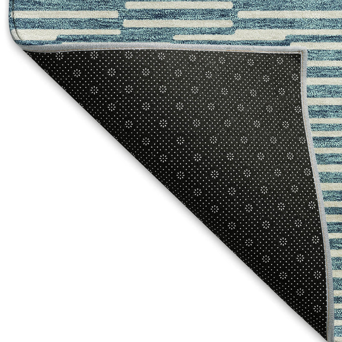 10' X 14' Abstract Geometric Washable Area Rug With UV Protection (673019) - Teal / Beige