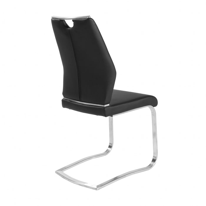 Contemporary Upholstered Leather Dining Side Chairs (Set of 2) - Black
