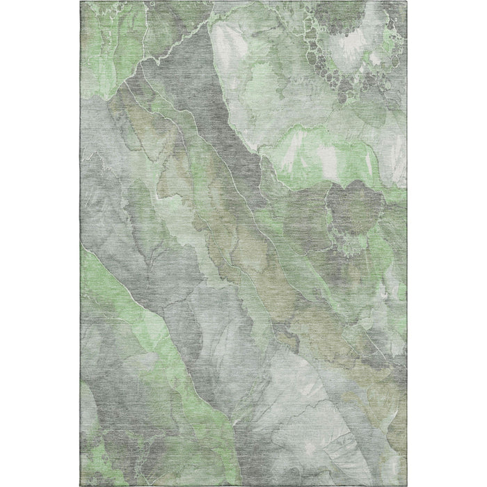 10' X 14' Floral Washable Area Rug With UV Protection (701383) - Green / Gray / Ivory
