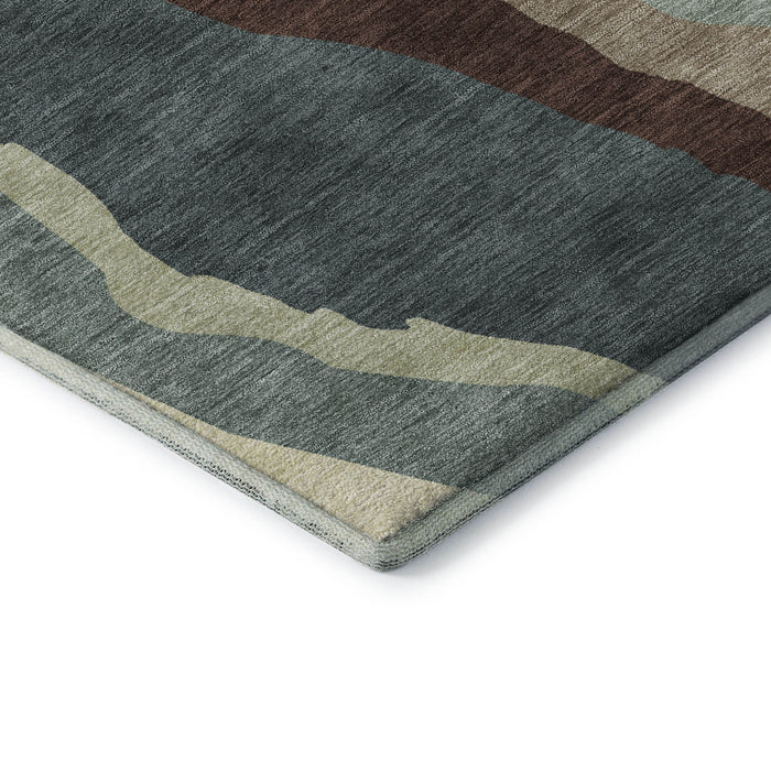 10' X 14' Abstract Washable Area Rug With UV Protection (682157) - Sage / Taupe / Beige