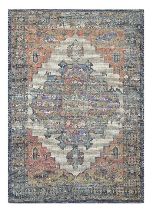 8' x 10' Hand Woven Diamond Medallion Indoor Area Rug - Blue Orange