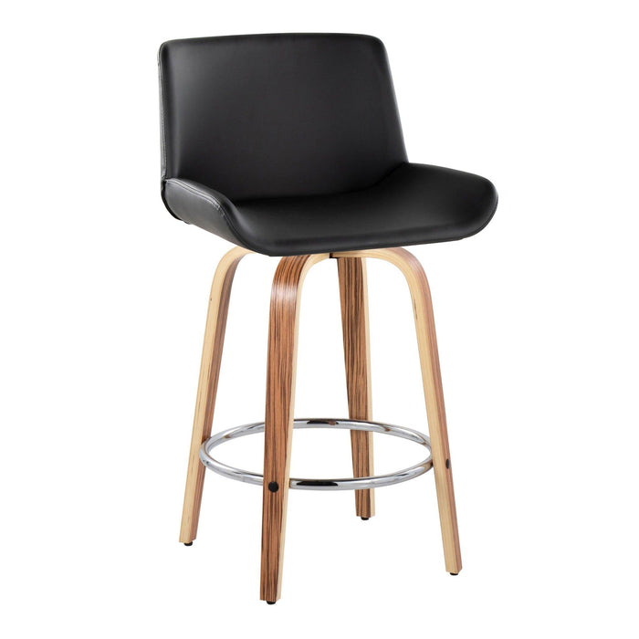 Santi - 25" Fixed-Height Counter Stool With Swivel - Zebra Wood (Set of 2)