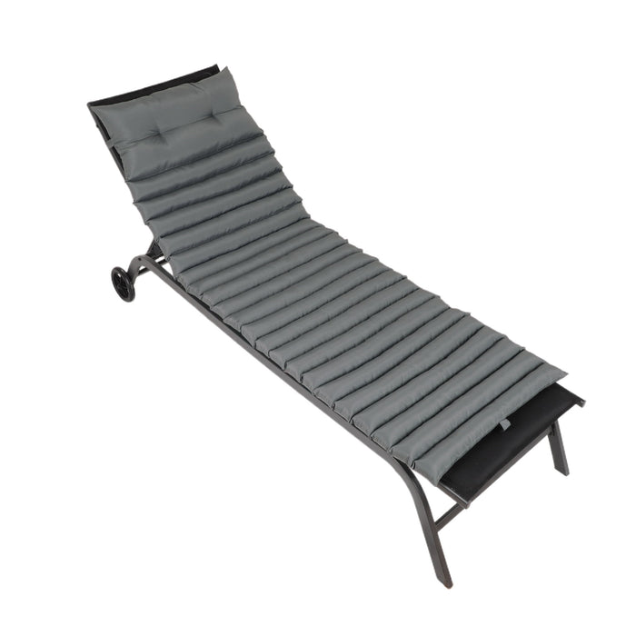 Giga outdoor chaise lounge chair back and seat cushions set, plush and weather-resistant for comfortable outdoor relaxation.