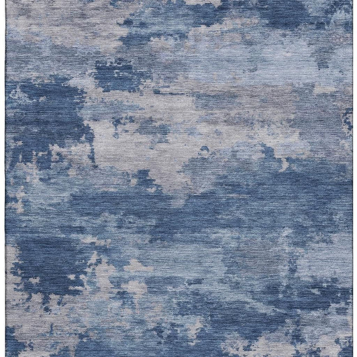 10' X 14' Abstract Washable Area Rug With UV Protection (717194) - Navy Blue / Denim Blue
