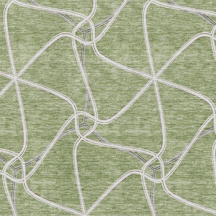 10' X 14' Geometric Washable Area Rug With UV Protection (675348) - Artichoke Green / Ivory