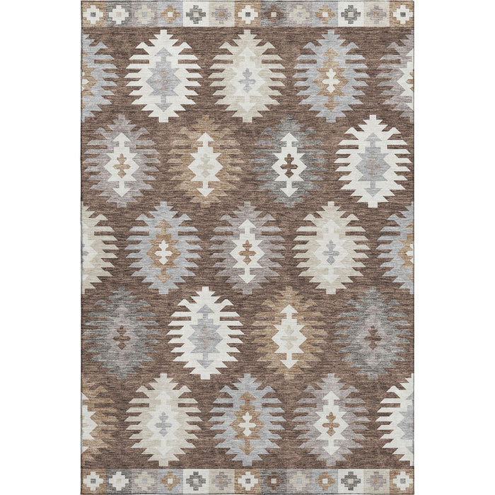 10' X 14' Southwestern Washable Area Rug With UV Protection (677615) - Brown / Taupe / Ivory