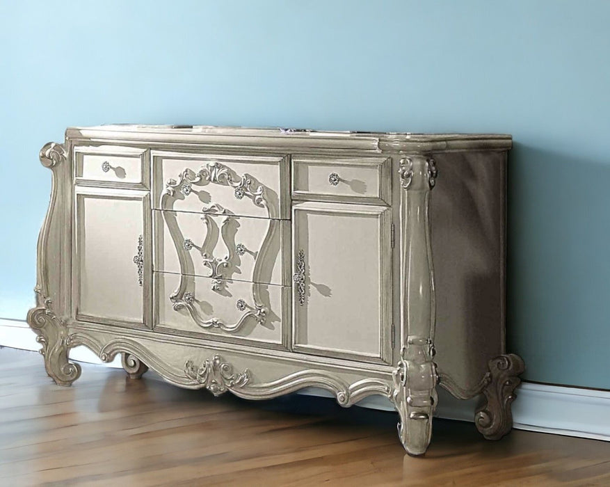 Solid Wood Six Drawer Combo Dresser - Bone White