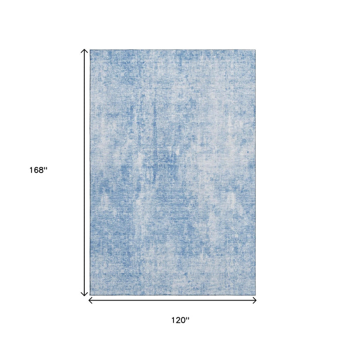 10' X 14' Abstract Washable Area Rug With UV Protection (654790) - Blue / Ivory