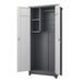 Giga outdoor cabinet with tall vertical design, large capacity storage, shelves, and secure lock for outdoor organization.