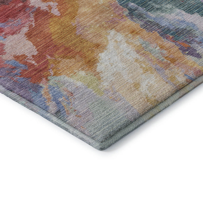 10' X 14' Abstract Washable Area Rug With UV Protection (695456) - Orange / Red / Teal