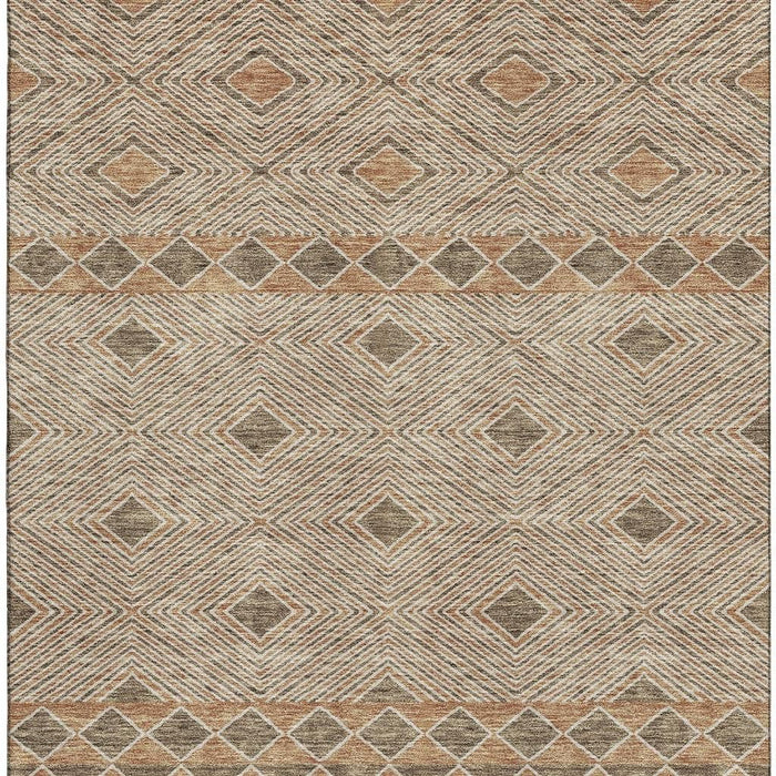 10' X 14' Geometric Washable Area Rug With UV Protection (671366) - Brown / Beige