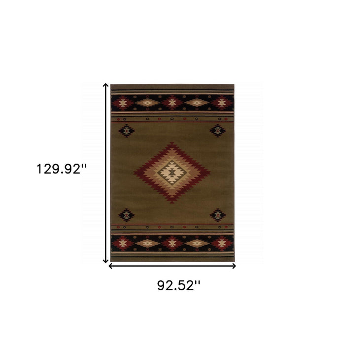 8' x 11' Southwestern Power Loom Stain Resistant Area Rug - Green