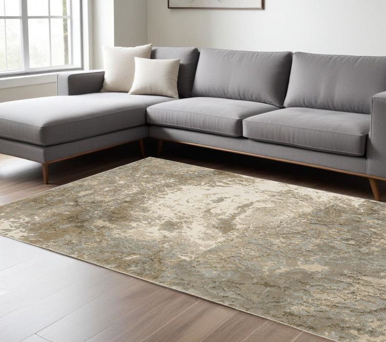 8.5' x 12.1' Power Loom Area Rug - Gray And Beige