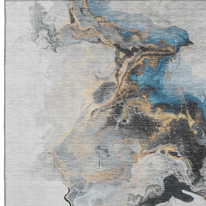 10' X 14' Abstract Washable Area Rug With UV Protection (697266) - Gray / Blue / Copper