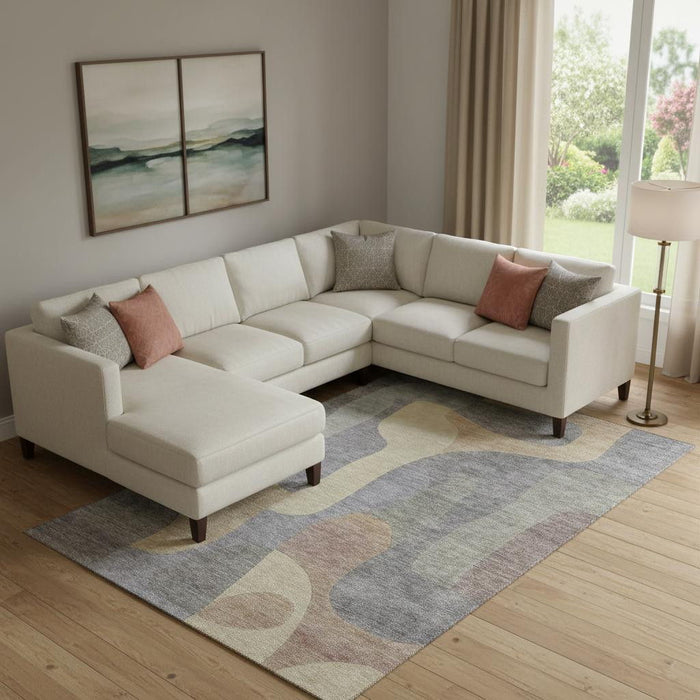 10' X 14' Abstract Washable Area Rug With UV Protection (706265) - Gray / Wheat / Beige