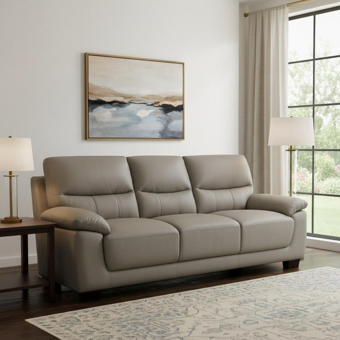 Faux Leather Sofa With Dark Brown Legs - Gray