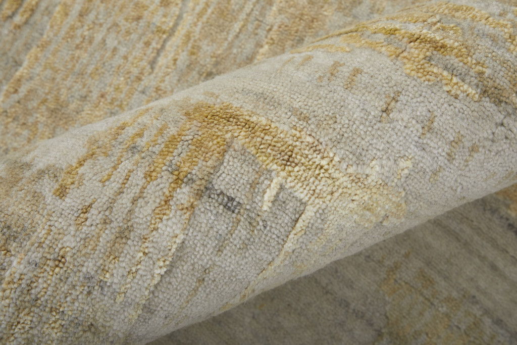 3' x 5' Abstract Hand Woven Wool Blend Area Rug - Yellow And Ivory
