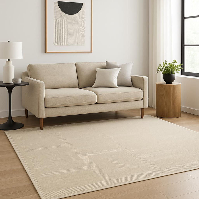 5' X 7' Geometric Power Loom Area Rug (572703) - Tan