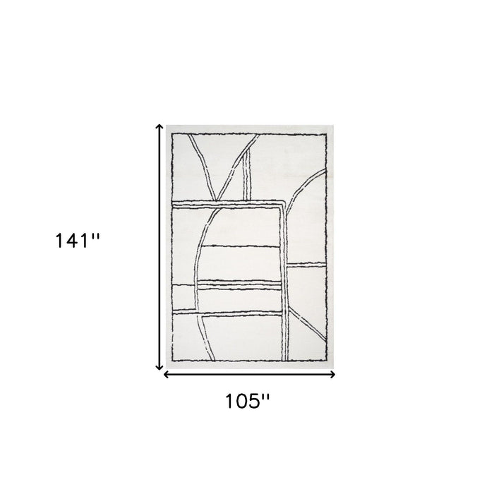 9' X 12' Geometric Area Rug - Ivory / Black
