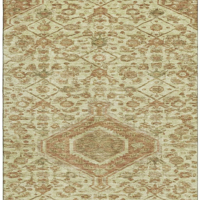 10' X 14' Floral Washable Area Rug With UV Protection (691782) - Beige / Rust / Artichoke Green
