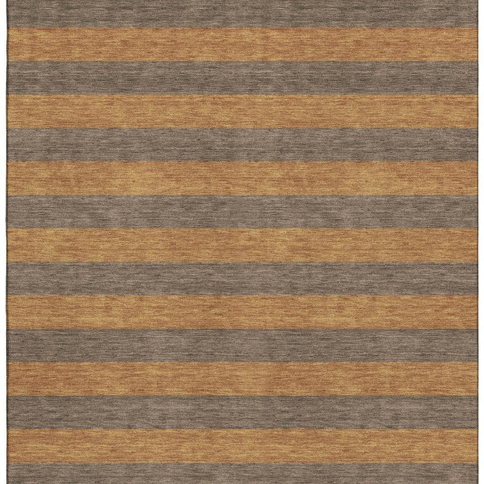 8' X 10' Striped Washable Area Rug With UV Protection (647744) - Chocolate / Copper