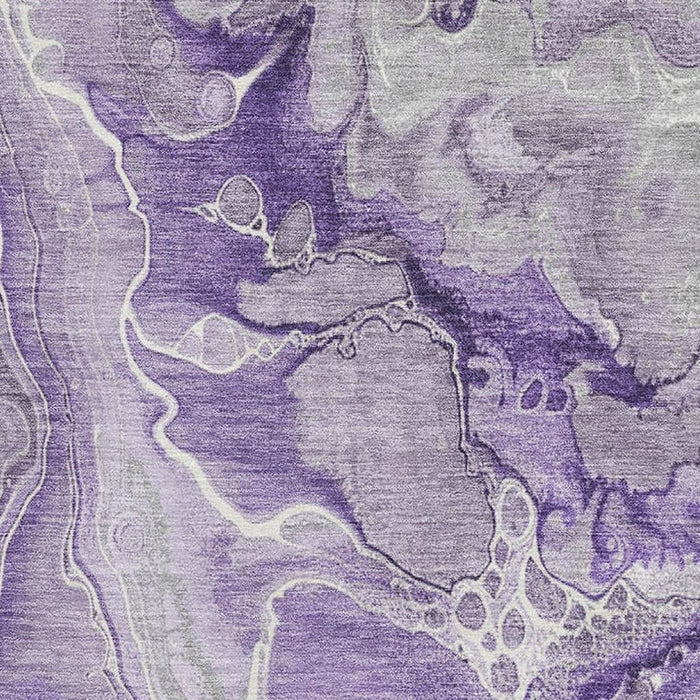 10' X 14' Abstract Washable Area Rug With UV Protection (697049) - Purple / Gray / Ivory