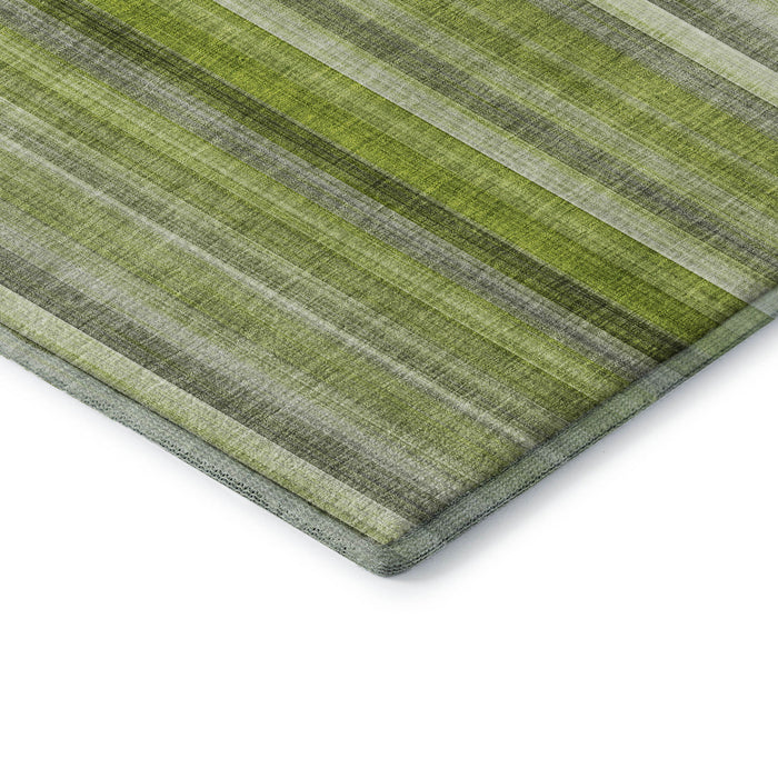 10' X 14' Striped Washable Area Rug With UV Protection (648388) - Green / Ivory