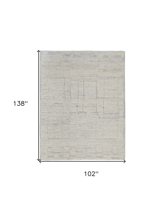 8' x 12' Abstract Hand Woven Worn Faded Area Rug - Gray And Ivory