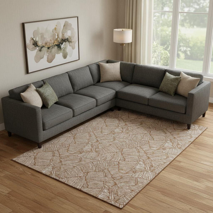 10' X 14' Floral Washable Area Rug With UV Protection (672635) - Rust / Beige