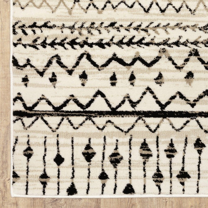 10' x 13' Eclectic Patterns Indoor Area Rug - Ivory And Black