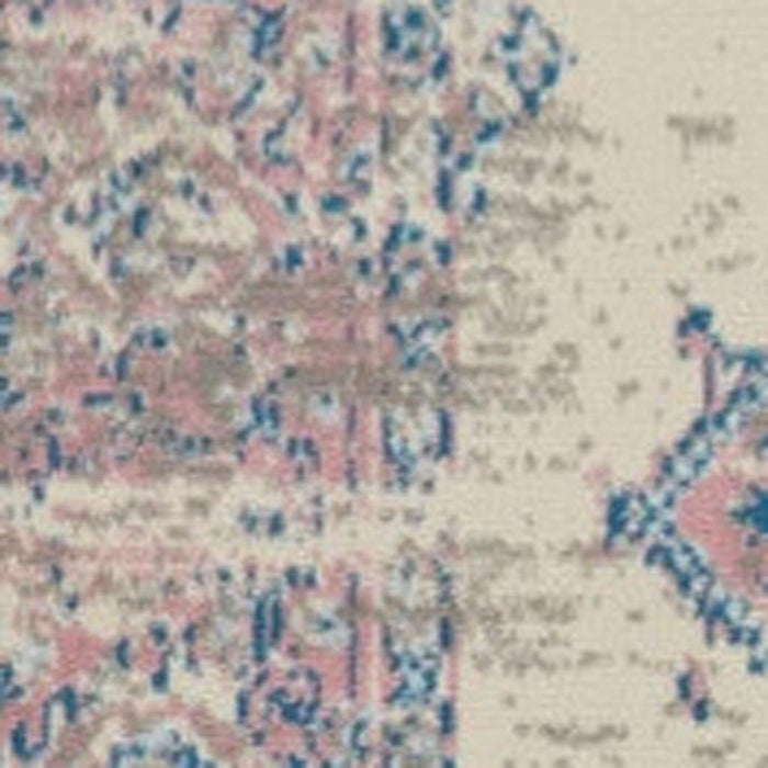9' X 12' Floral Medallion Distressed Non Skid Area Rug - Pink