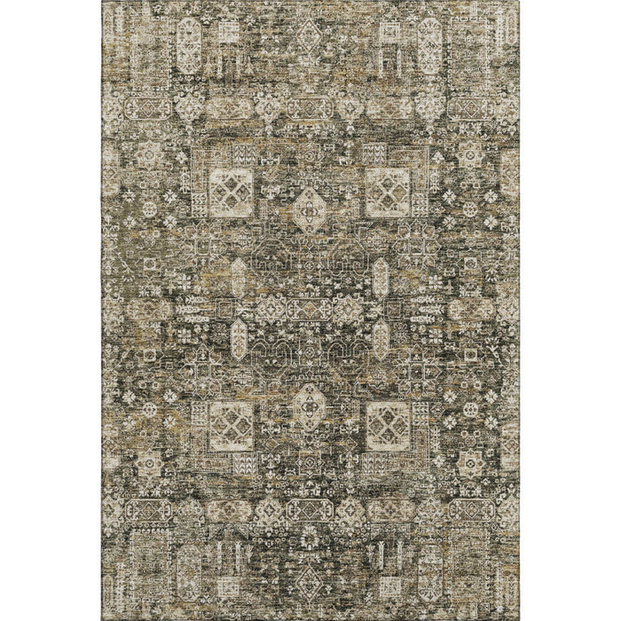 10' X 14' Floral Washable Area Rug With UV Protection (653374) - Coffee / Ivory / Gold