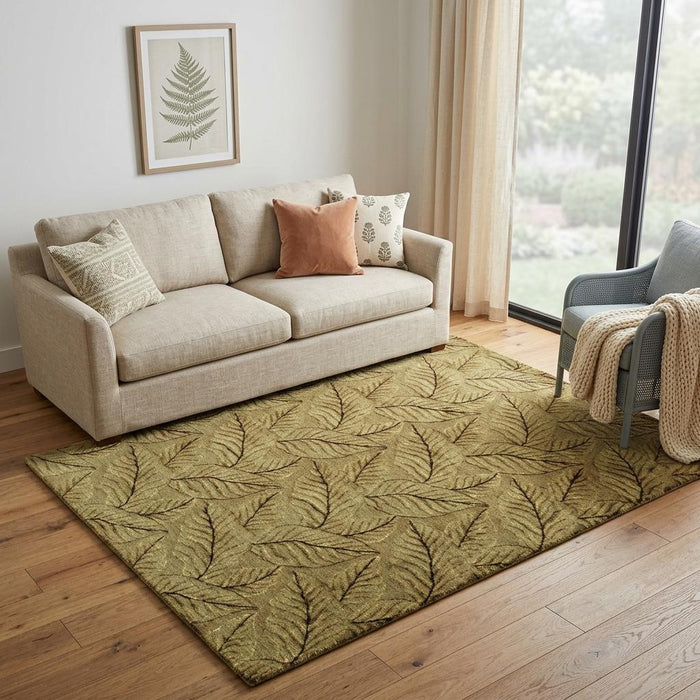 5' X 8' Floral Hand Knotted Area Rug (744165) - Green / Tan / Black