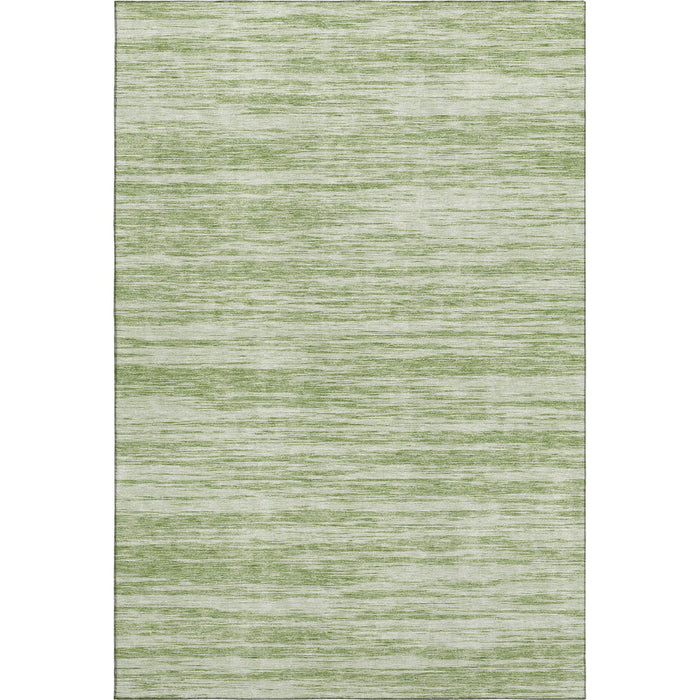 10' X 14' Striped Washable Area Rug With UV Protection (675564) - Artichoke Green / Ivory