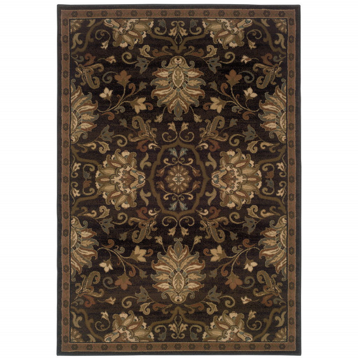 10' x 13' Oriental Power Loom Stain Resistant Area Rug - Brown Beige Blue And Red