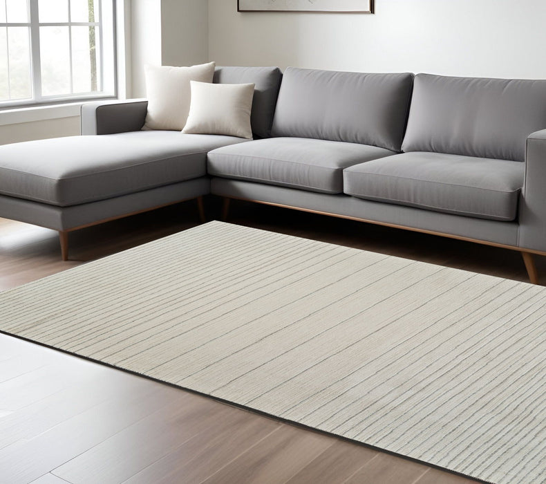 8' x 11' Abstract Non Skid Area Rug - Cream And Beige
